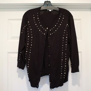 NEW YORK & COMPANY Button Up Cardigan with Studs